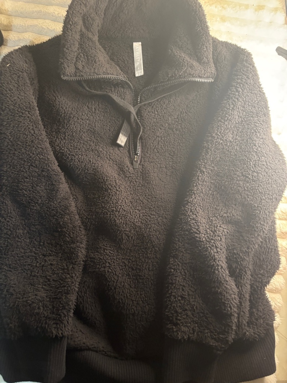 Athleta Black Sherpa Half-Zip Pullover